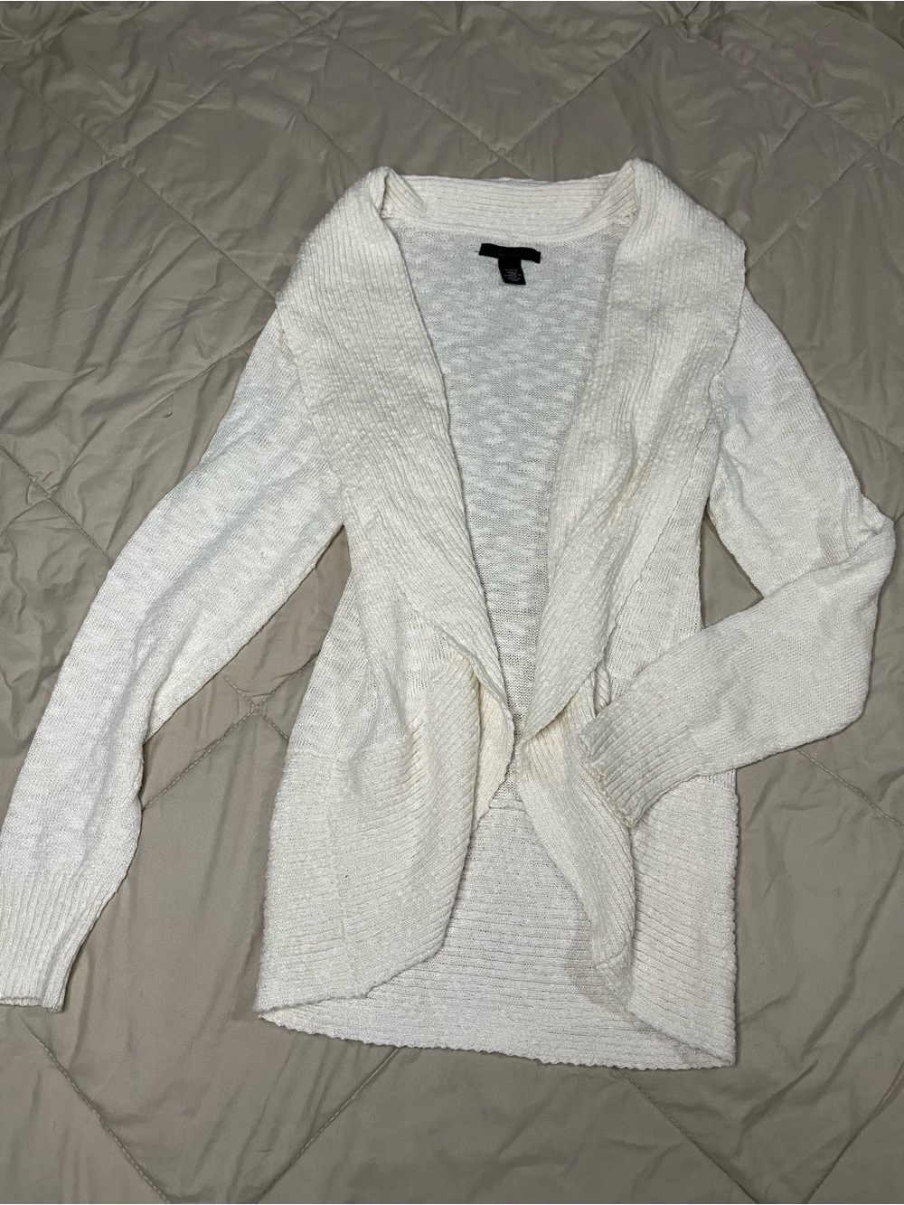 Kenneth Cole Cream Open-Front Ribbed Cardigan - Picture 2 of 3